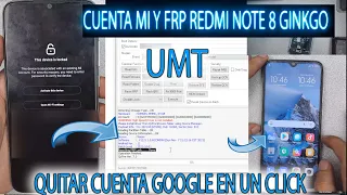 RESET MI ACCOUNT QUITAR CUENTA MI REDMI NOTE 8 GINKO Y FRP CON UMT TEST POINT QUALCOM