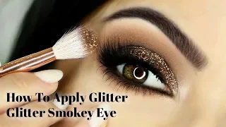 Beginners Eye Makeup Tutorial  | How To Apply Glittery Smokey Eyeshadow