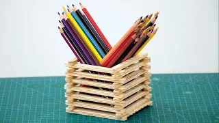 Ice Cream Stick Craft - Pencil Stand with Icecream Sticks