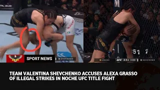 Illegal knee kick from Alexa Grasso to the head of Valentina Shevchenko in the UFC Noche title fight