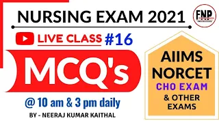 aiims norcet 2021 preparation I cho exam mcq I nursing #16