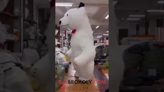 REDBROKOLY.COM Mascot Costume - Giant polar bear with red necktie full body mascot costume