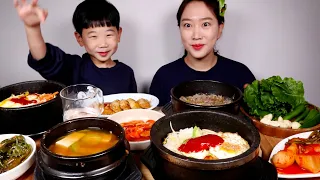 돌솥비빔밥,된장찌개,불고기쌈밥 집밥 먹방 마따주니어 배부르대요😂 Bibimbap, Bulgogi, Doenjang-jjigae Korean food MUKBANG