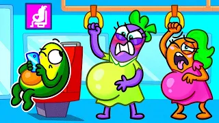 BABIES ON BOARD! | Baby Avocado Vs Pregnant Moms On The Bus | Funny Cartoon By Avocado Family