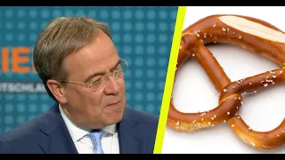 Aß Armin Laschet während des TV-Triells heimlich eine komplette Brezel?