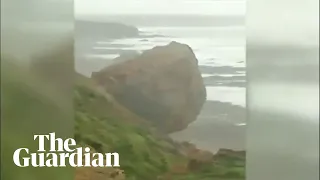 Cornwall cliff collapse caught on camera