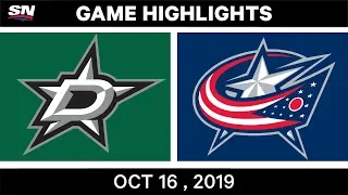 NHL Highlights | Stars vs Blue Jackets – Oct 16 2019