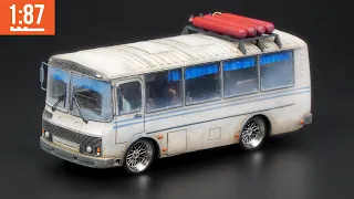 Assembling the PAZ-3205 bus model for the Carpathian diorama