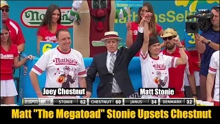 2015 Nathan's Hot Dog Eating Contest - Matt Stonie Upsets Joey Chestnut!