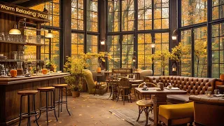 Relaxing Rainy Jazz Music 🍂 Autumn Coffee Shop Ambience ☕ Smooth Jazz Music to Relax, Study, Work