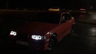 Christmas training BMW E36 drift (blonde girl drifting)
