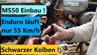 Simson S51 Enduro läuft nur 55 Km/h ! Kolben total schwarz ! Einbau MS50 Zylinder ! GPS Probefahrt !