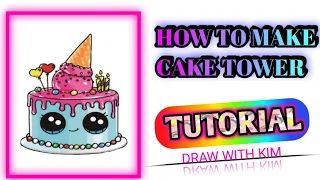 How to draw a cake tower|folding surprise|Draw with kim|