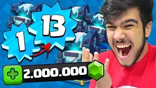 NÍVEL 1 AO NÍVEL 13!! VOU GASTAR 2 MILHÕES DE GEMAS NO CLASH ROYALE