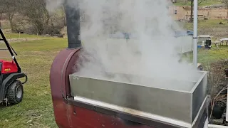 Making maple syrup. First boil ever.