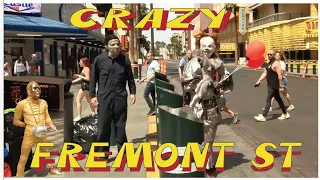 Fremont Street Experience Las Vegas  MAY 2022  Crazy Saturday noon walk around 4K