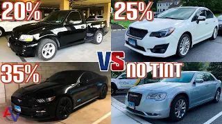 How it Looks to Have 35%, 25%, and 20% Window Tint AT NIGHT! | Night Driving Comparison