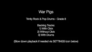 War Pigs by Black Sabbath - Backing Track for Drums (Trinity Rock & Pop - Grade 8)