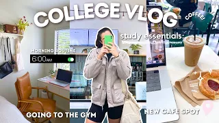 Productive College Vlog ⋆˙⟡💻  waking up at 6AM, healthy habits, studying, lots of coffee