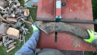 Cutting firewood (On a home-made table saw)