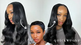 Quickweave On Short Hair | CURLS QUEEN HAIR