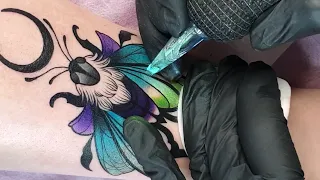 Moth Neotraditional Tattoo Time lapse