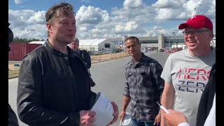 Meeting Elon Musk at Berlin, Germany Gigafactory 4 in May 2021