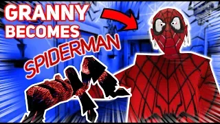 Granny Gets Bitten By Her GIANT SPIDER AND BECOMES SPIDERMAN! | Granny The Mobile Horror Game (Mods)