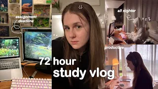 72hr Study Vlog 🖇 assignment deadline, all nighter, lots of studying, working in cafes & daily life