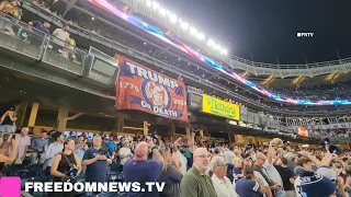 HUGE "Trump or Death" Flag Drop Interrupts YANKEES Stadium Game in NYC