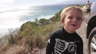 Youngest kid to surf Honolua Bay...Baby Steve Roberson 4 years old! Sept. 23rd 2012