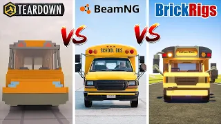 Teardown MINI SCHOOL BUS vs BeamNG MINI SCHOOL BUS vs Brick Rigs MINI SCHOOL BUS