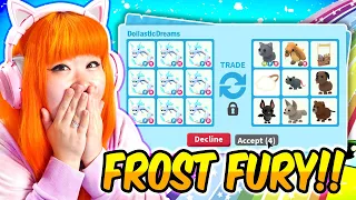 Trading Away FLYABLE FROST FURY Pets To Random People in Adopt Me Winter Update! (Roblox)
