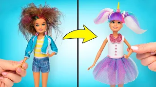 DIY Unicorn Doll 😍 3 Easy Doll Makeover Ideas