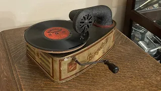 Bing Bingola II (2) Tin Phonograph AS FOUND, Playing a 78 Record