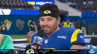 Baker Mayfield postgame interview after incredible comeback win 2 days after joining Rams