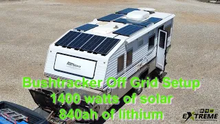 Bushtracker 1400w Solar 840ah lithium runs the Air Conditioner all night microwave coffee machine