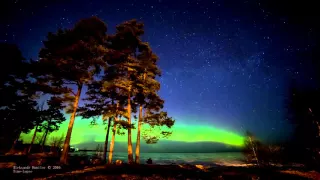 Northern lights on lake Ladoga 4К / 2016