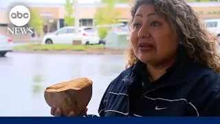 Driver describes the moment a large rock was thrown at her car | GMA