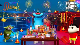 Oggy & Jack Celebrating Happy Diwali Fireworks With Granny In GTA 5!
