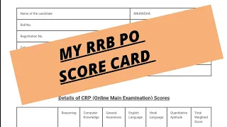 my RRB PO score card..|RRB PO| RRB PO Banking Exam