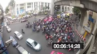 Traffic in Bangkok Thailand - waiting for the light to change