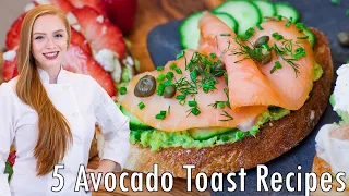 5 EASY Avocado Toast Recipes! Perfect for Breakfast & Snack Time!