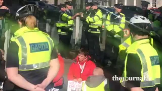 Vera Twomey holds sit-down protest outside Leinster House