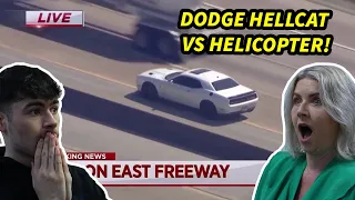 Dodge Challenger Hellcat Outruns Cops and Helicopter in High-speed Chase! British Family Reacts!