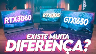 NOTEBOOKS GAMERS com GTX1650 vs RTX3050 vs RTX3060, existe muita diferença entre eles?