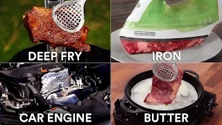 Every way to COOK A STEAK! (25 Methods) | GugaFoods