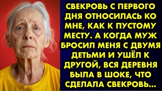 Свекровь с первого дня относилась ко мне как к пустому месту. А когда муж бросил меня с двумя детьми