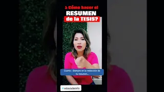 Cómo hacer el RESUMEN para una TESIS de Éxito ?🌟|Dra.Rocio Lima 😇❤️🔥