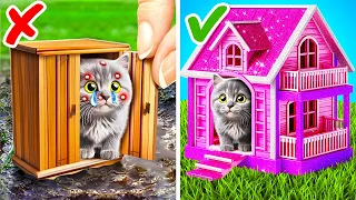 I Built a Miniature House for a Stray Cat 😻🏡 Best Pet Hacks and Gadgets